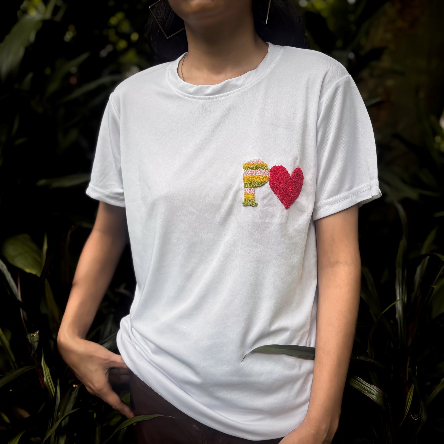 Custom initials embroidered love tee – perfect anniversary gift - initial love T-shirt with P and red heart