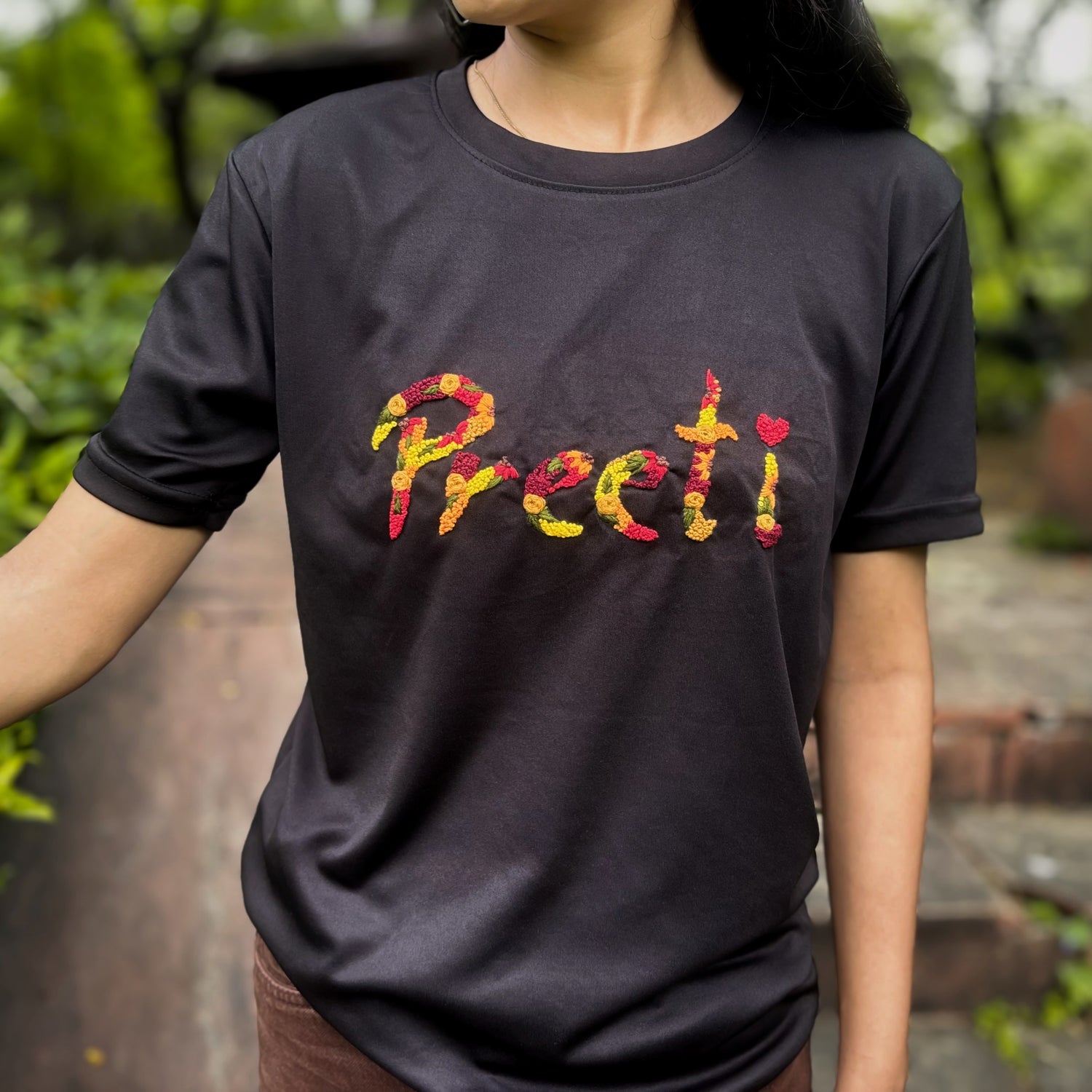 Custom name gift idea – handmade embroidery T-shirt for men & women