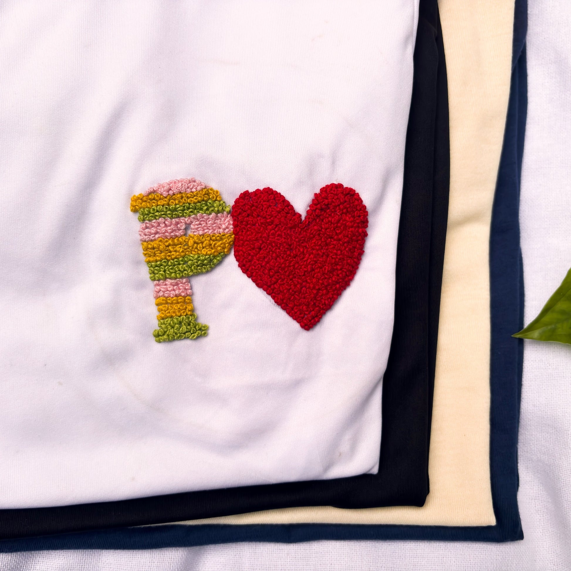 Romantic custom name initial embroidered T-shirt gift idea