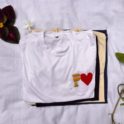 Romantic custom name initial embroidered T-shirt gift idea